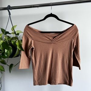 Tan Off the Shoulder Zara Blouse